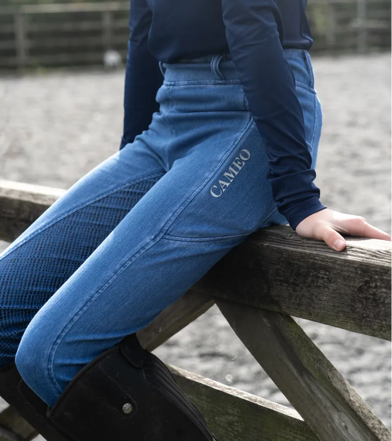 Cameo Junior Riding Tights- Denim -1